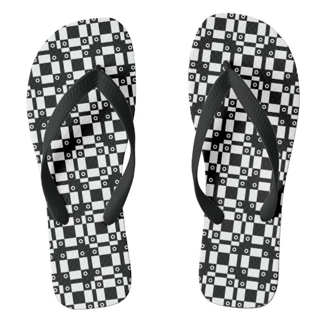 Noughts and Squares Schwarz-weiß Flip Flops (Fußbett)