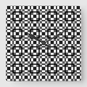 Noughts and Squares Schwarz-weiß Quadratische Wanduhr