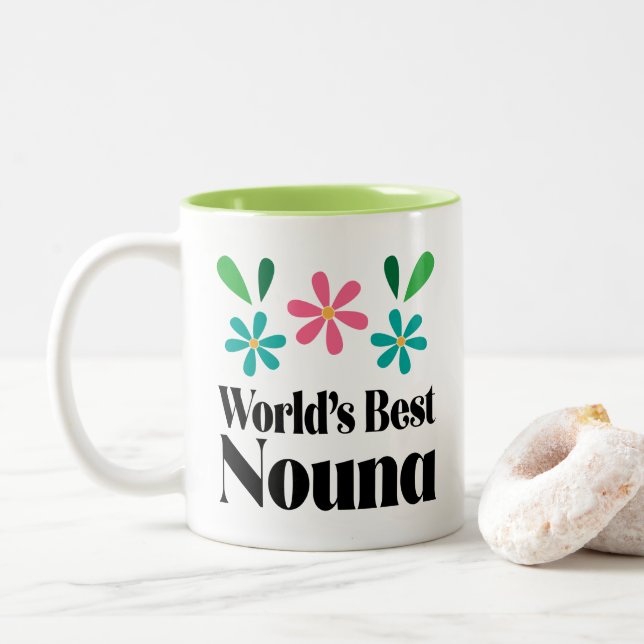 Nouna Godmutter Gift Zweifarbige Tasse (Mit Donut)