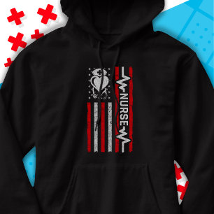 Nourse Wertschätzung Hero Heart Life American Flag Hoodie