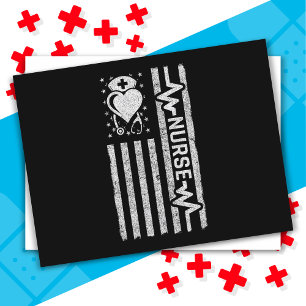Nourse Wertschätzung Hero Heart Life American Flag Postkarte