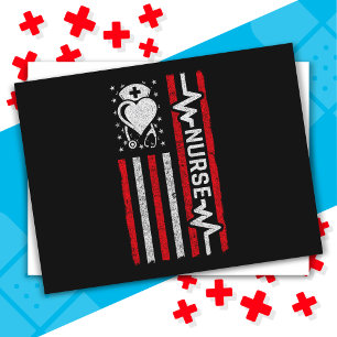Nourse Wertschätzung Hero Heart Life American Flag Postkarte
