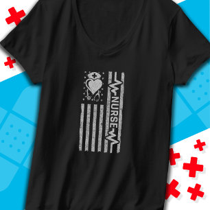 Nourse Wertschätzung Hero Heart Life American Flag T-Shirt