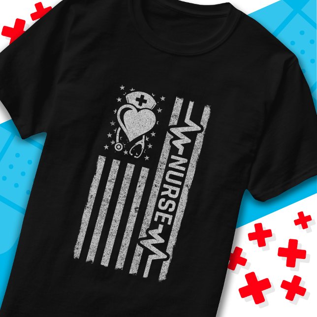 Nourse Wertschätzung Hero Heart Life American Flag T-Shirt (Von Creator hochgeladen)