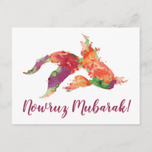 Nouruz Mubarak Wasserfarben Goldfisch Postkarte
