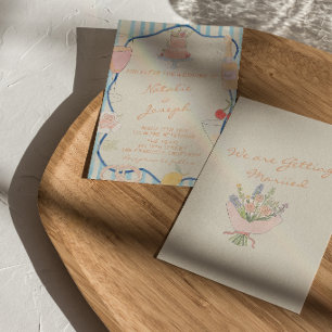 Nouveau-Art Handgezeichnet Gestreifte Whimsical Ho Einladung