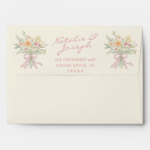 Nouveau Art Handgezeichneter Blumenstrauß Hochzeit