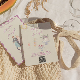 Nouveau-Art-Handgezeichneter Vintage-QR-Code-Hochz Einladung