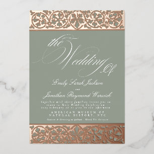 Nouveau Formale Kalligrafie Elegant Klassisch Sage Folieneinladung