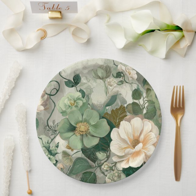 Nouveau-Garten-Laune Botanischer Papier-Teller Pappteller (Hochzeit)
