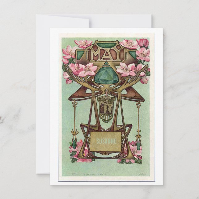 Nouveau May Gemini zodiac Geburtstag Einladung (Vorderseite)