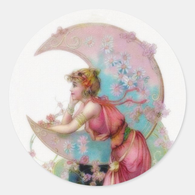 Nouveau Moon Runder Aufkleber (Vorderseite)