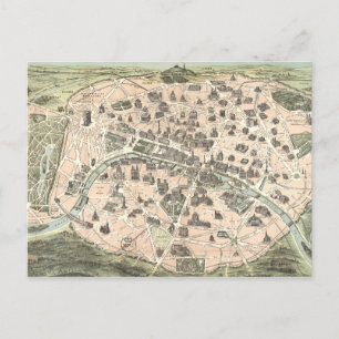 Nouveau Paris Monumental Map Postkarte