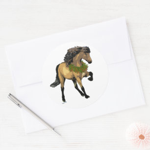 Nouvelle Christmas Icelandic Horse Runder Aufkleber