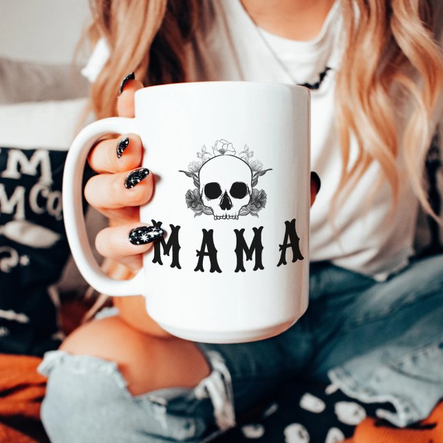 NOVA Black Floral Skull Halloween Mama Kaffeetasse (Von Creator hochgeladen)