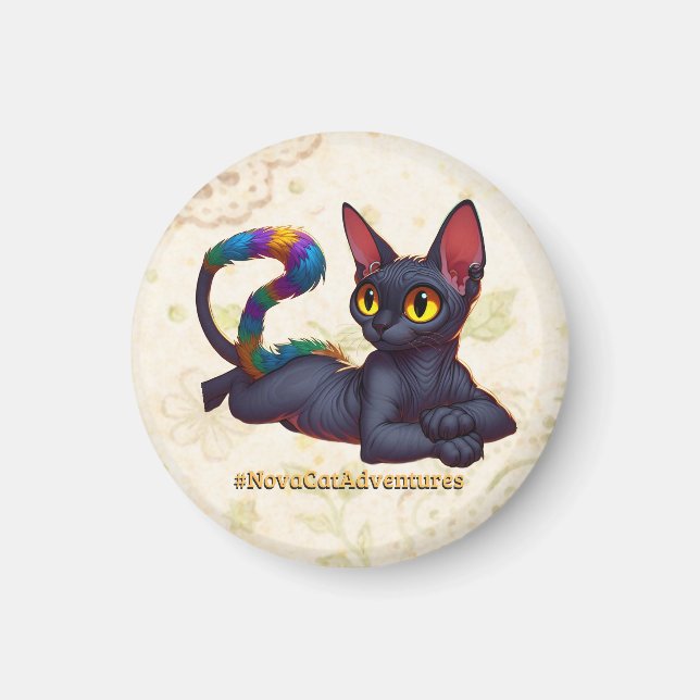 Nova Cat Adventures – Ägyptisch inspirierte schwar Magnet (Vorne)