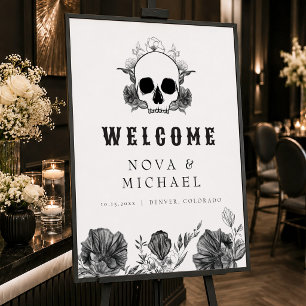NOVA Gothic Floral Schädel Bis Zum Tod Hochzeitsbe Poster