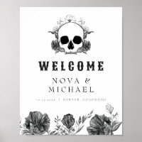 NOVA Gothic Floral Skull Til Death Wedding Willkom