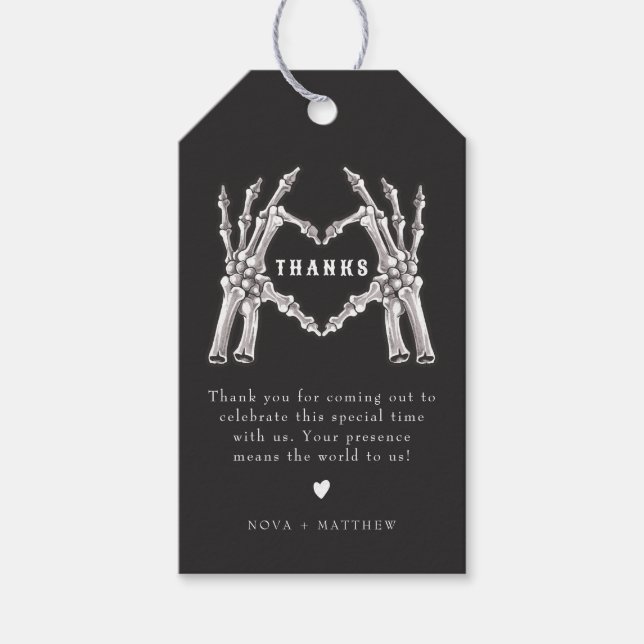 NOVA Halloween Skeleton Herz Hände Danke Geschenk Geschenkanhänger (Vorderseite)