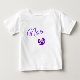 Nova, Mädchenname mit Hübscher Lila Pansy, Baby T-shirt