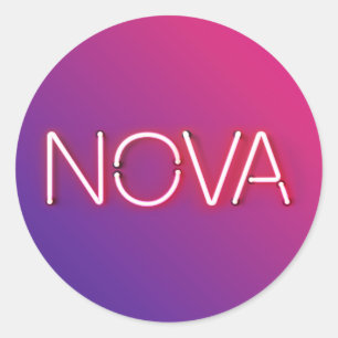 Nova Name in Neonleuchten Klassischer Rundaufklebe Runder Aufkleber