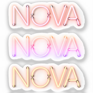 Nova Name in Neonlichter x3 Aufkleber