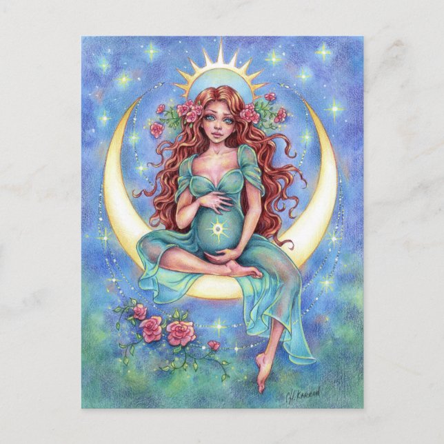 Nova Postcard New Baby Moon Mother Postkarte (Vorderseite)