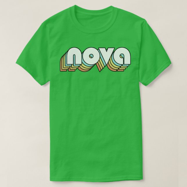 Nova Retro Rainbow Typografie Faded Style T-Shirt (Design vorne)