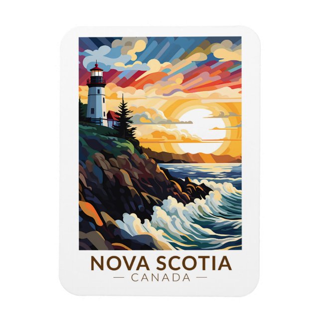Nova Scotia Canada Lighthouse Travel Art Vintag Magnet (Vertikal)