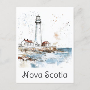 Nova Scotia Canada Lighthouse Watercolor Travel Postkarte