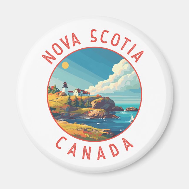Nova Scotia Canada Retro Distressed Circle Magnet (Vorne)