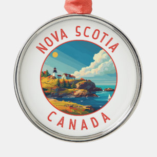 Nova Scotia Canada Retro Distressed Circle Ornament Aus Metall
