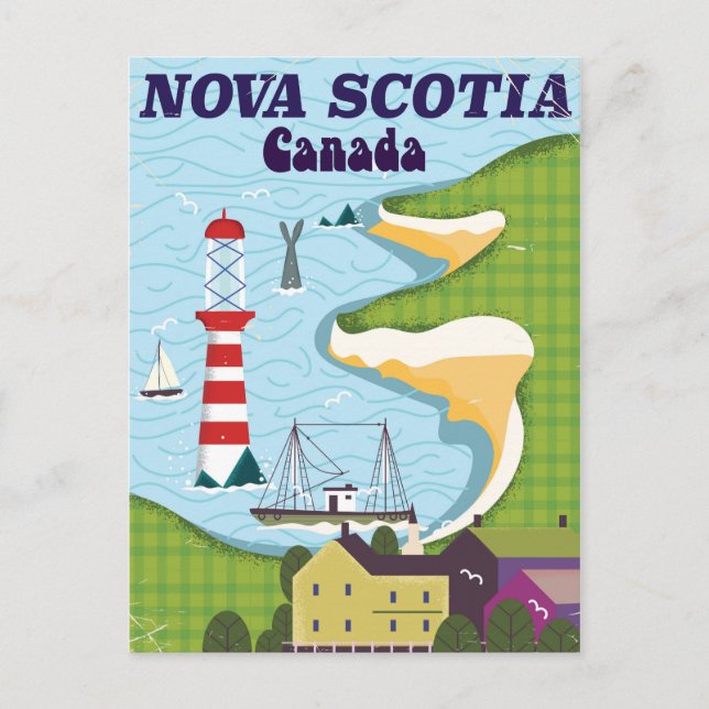 Nova Scotia Canada Vintage Travel Poster Postkarte (Vorderseite)