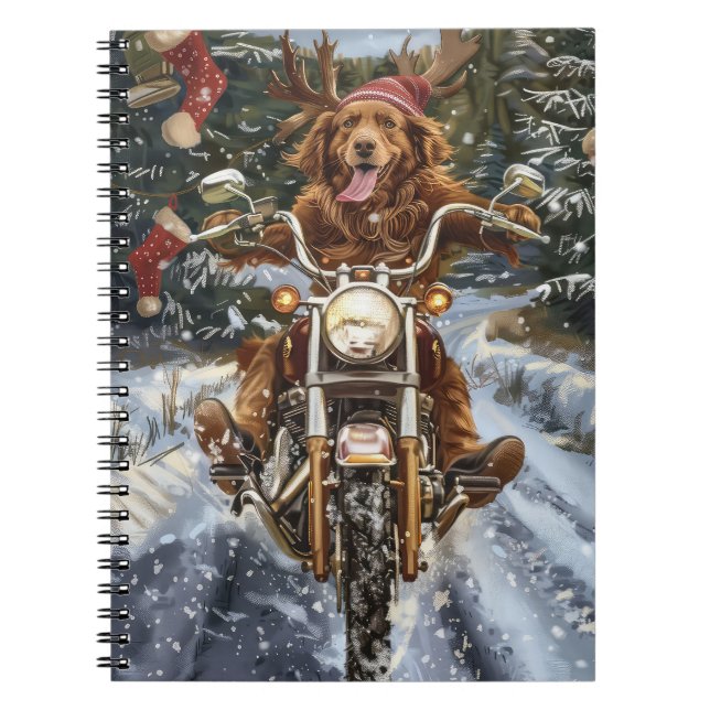 Nova Scotia Dog Riding Motorrad Weihnachten Notizblock (Vorderseite)