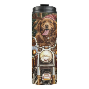 Nova Scotia Dog Riding Motorrad Weihnachten Thermosbecher