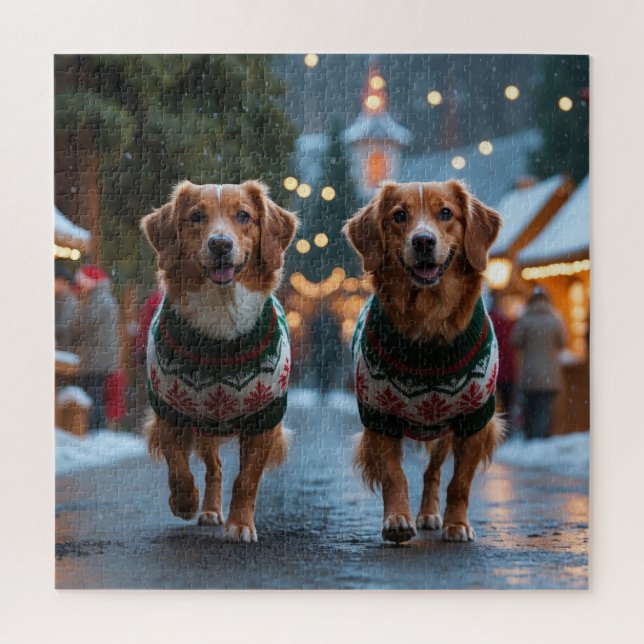 Nova Scotia Duck Toller Christmas Snow Holiday Puzzle (Vertikal)