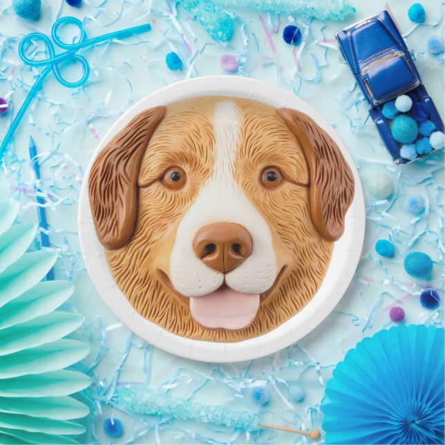 Nova Scotia Duck Toller Dog 3D Inspiriert Pappteller (Party)