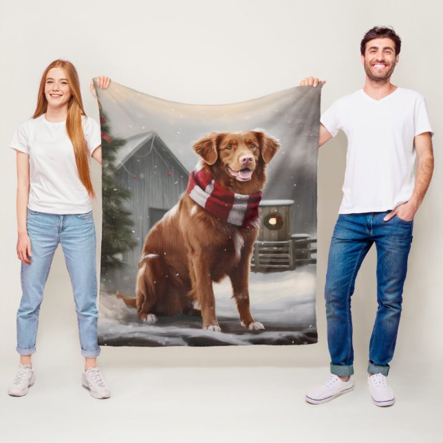 Nova Scotia Duck Toller Dog Schnee Weihnachten Fleecedecke (Beispiel)