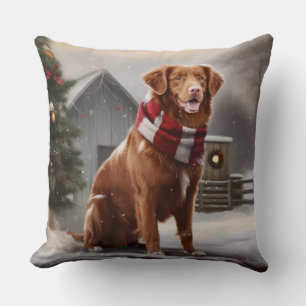 Nova Scotia Duck Toller Dog Schnee Weihnachten Kissen