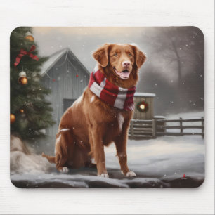 Nova Scotia Duck Toller Dog Schnee Weihnachten Mousepad