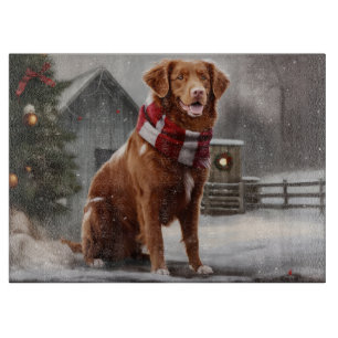 Nova Scotia Duck Toller Dog Schnee Weihnachten Schneidebrett