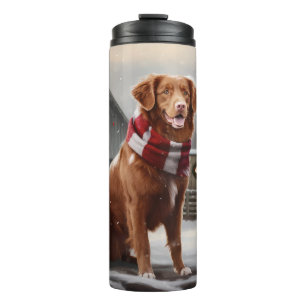Nova Scotia Duck Toller Dog Schnee Weihnachten Thermosbecher