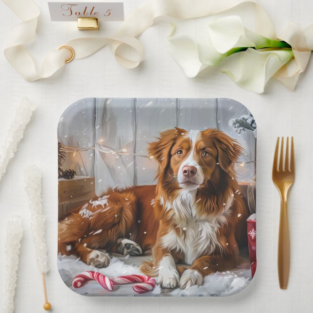 Nova Scotia Duck Toller Dog Weihnachtsfest Pappteller (Hochzeit)