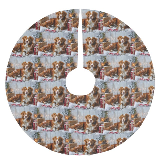 Nova Scotia Duck Toller Dog Weihnachtsfest Polyester Weihnachtsbaumdecke (Vorderseite)