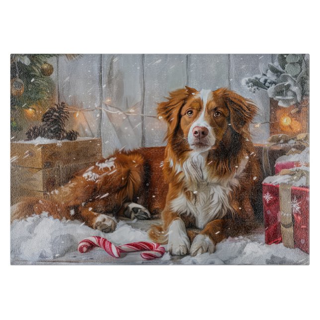 Nova Scotia Duck Toller Dog Weihnachtsfest Schneidebrett (Vorderseite)
