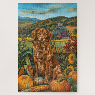 Nova Scotia Duck Toller Hund Herbst Thanksgiving Puzzle