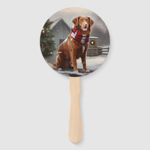 Nova Scotia Duck Toller Hund im Schnee Weihnachten Fächer