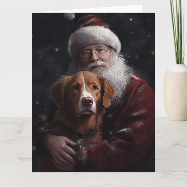 Nova Scotia Duck Toller mit dem Weihnachtsmann fei Karte (Vorderseite)