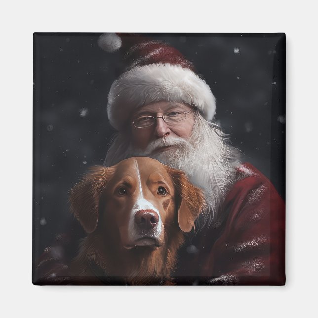 Nova Scotia Duck Toller mit dem Weihnachtsmann fei Magnet (Vorne)