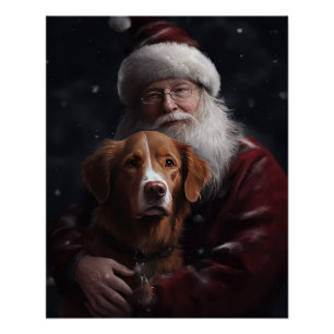 Nova Scotia Duck Toller mit dem Weihnachtsmann fei Poster
